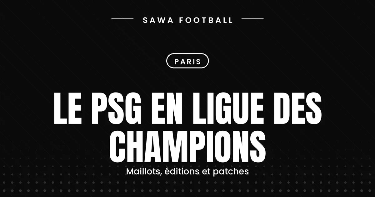 Maillot PSG Ligue des Champions avec étoile et patches au-dessus du blason
