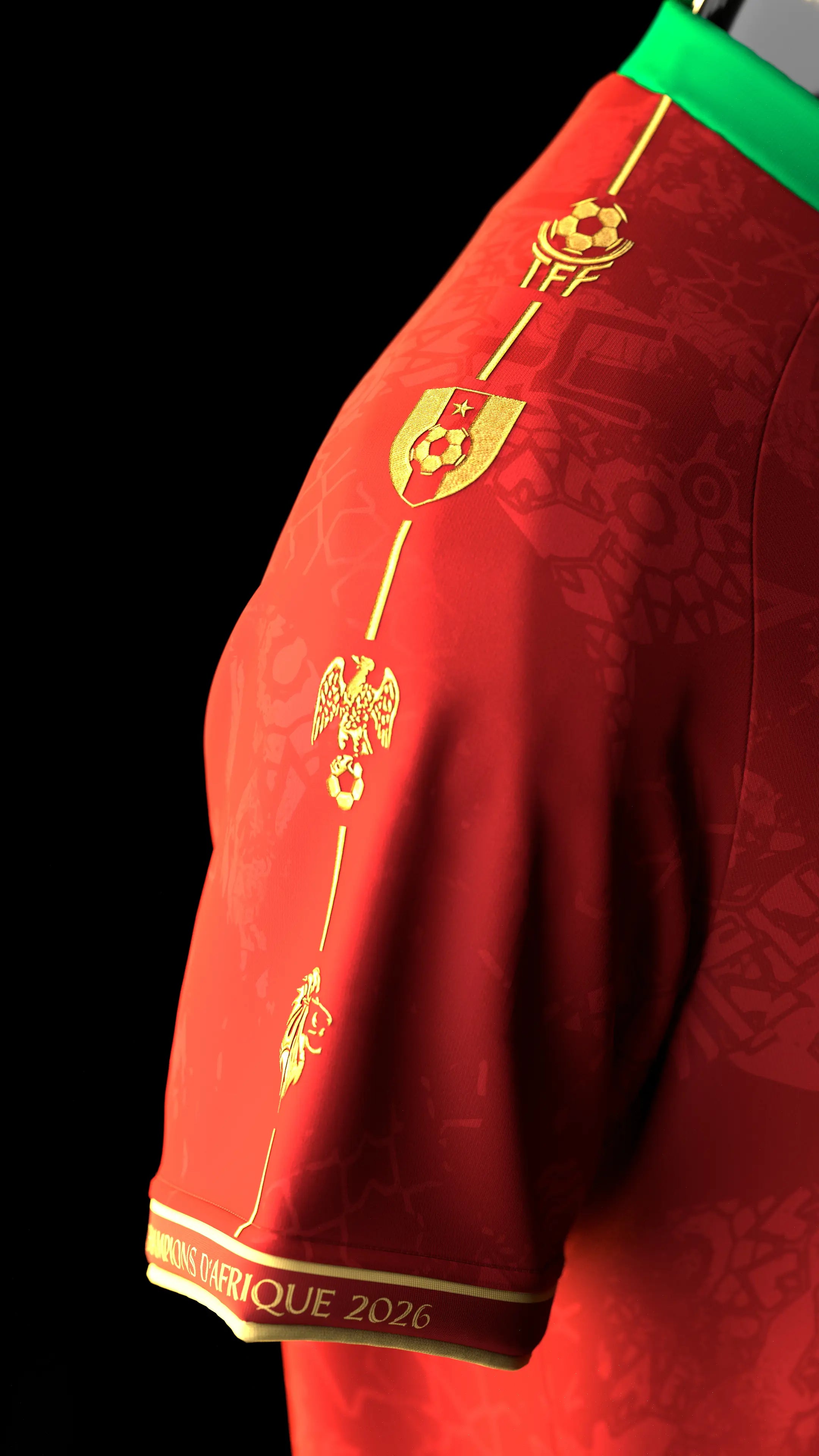 manche du maillot du Maroc rouge